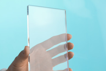 Transparent Blank Future Mini Computer Tablet Phone in Hand