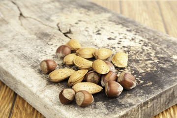 nuts on wood