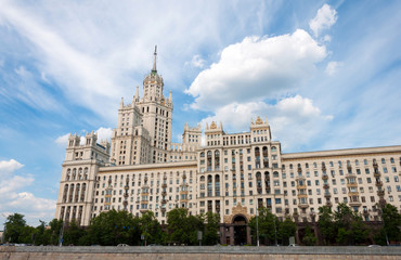 Obraz premium Stalin skyscraper on the waterfront in Moscow, Russia
