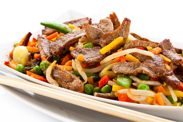 Chinese food - roasted meat and vegetables