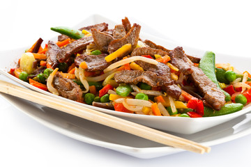 Chinese food - roasted meat and vegetables