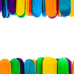 colorful wood ice-cream stick isolated on white background.