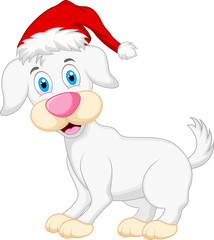 Dog cartoon with christmas hat