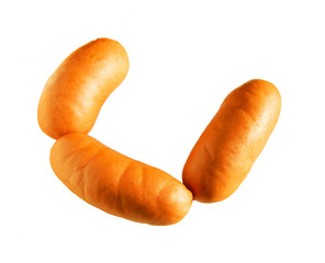 Grilled sausages. Isolated on white background