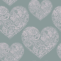 ornamental lace hearts seamless pattern added to swatches