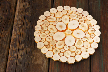 Obraz na płótnie Canvas recycle concept. decorative recycled wood slices