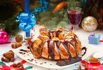 christmas cake with decoration