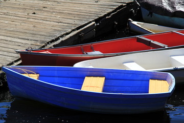 Red,white and blue rowboats