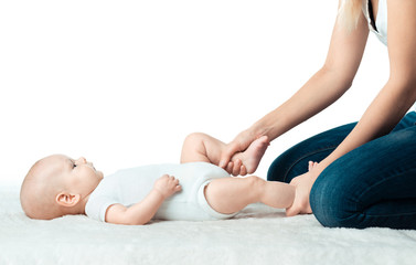 Obraz premium Baby with mum is making massage