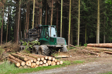 Wood tractor, forest machine