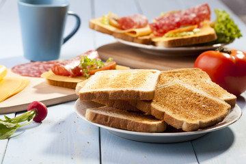 Breakfast with a toasted bread