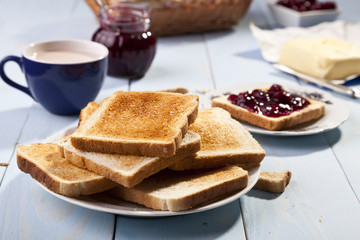 Breakfast with bread toast