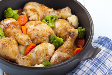 Roasted marinated chicken drumsticks.