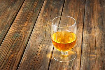 Scotch on wooden background with copyspace