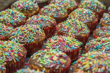 Fototapeta na wymiar Cupcakes with sprinkles