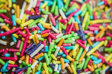 Sprinkles close-up on cupcakes