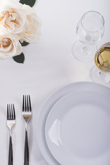 Celebration table set with roses