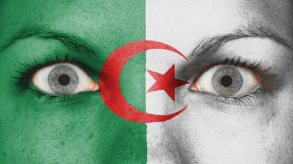 Close up of eyes with flag