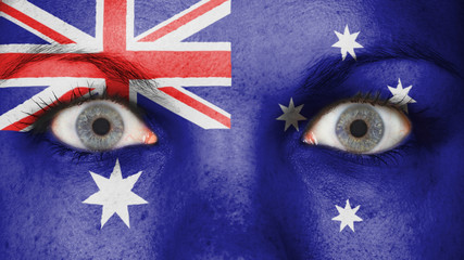 Close up of eyes with flag