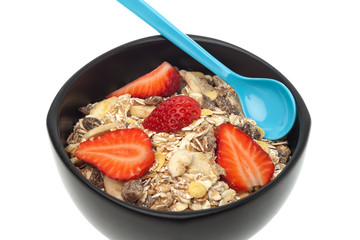Muesli and strawberry breakfast