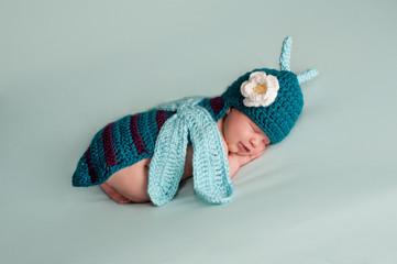 Newborn Baby Girl Wearing a Dragonfly Costume