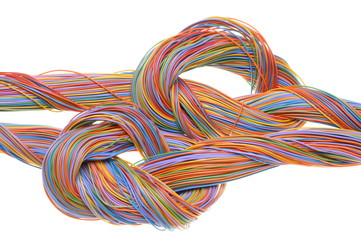 Network computer cables isolated on white background 