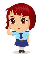 Cute cartoon illustration of a policewoman