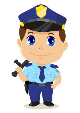 Cute cartoon illustration of a policeman