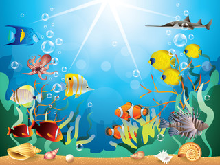 Naklejka na ściany i meble Underwater world vector illustration