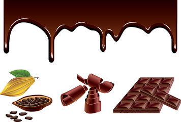 Chocolate and cacao vector set