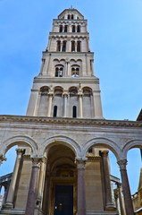 Fototapeta na wymiar The bell tower of the diocletian palace in Split, Croatia.