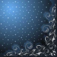 blue winter background with ornament