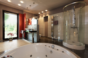 Luxury bathroom with bath and shower
