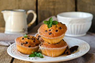 Muffins with chocolate drops
