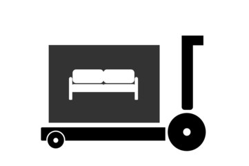 Canapé en livraison dans un chariot