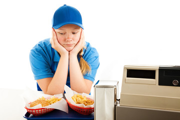 Depressed Teen Fast Food Server