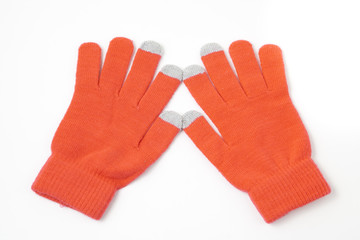 colored knitted gloves