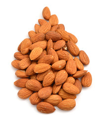 Nuts of almonds are filled to a drop form