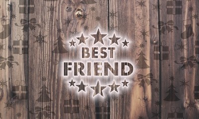 wooden best friend symbol with presents