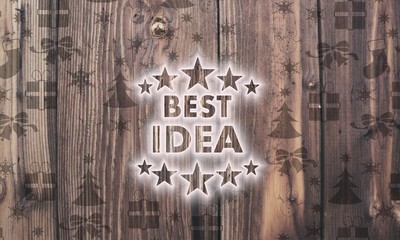 wooden best idea symbol with presents