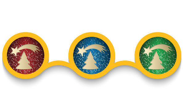 yellow connected circles  with the Christmas theme