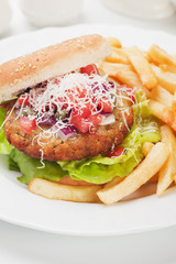 Hamburger with grated cheese