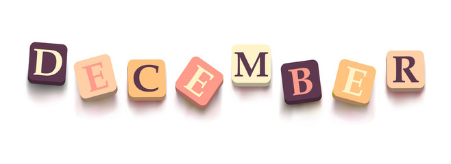 Word "december" with colorful blocks