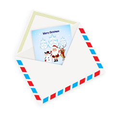 Christmas card with envelope on a white background