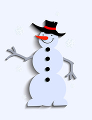 snowman on the background of snowflakes