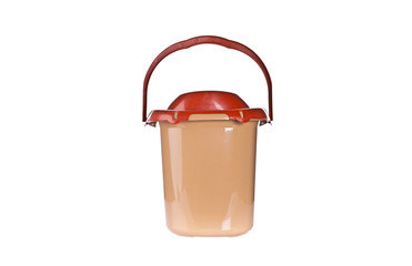 A brown mop bucket or pale isolated on a white background