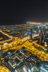 Fototapeta premium Dubai downtown night scene with city lights,