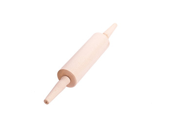 Wooden rolling pin on white background