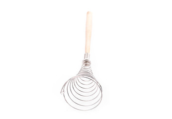 Houseware: steel whisk, isolated on white background