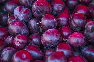Ripe Organic Plums As Background or Texture